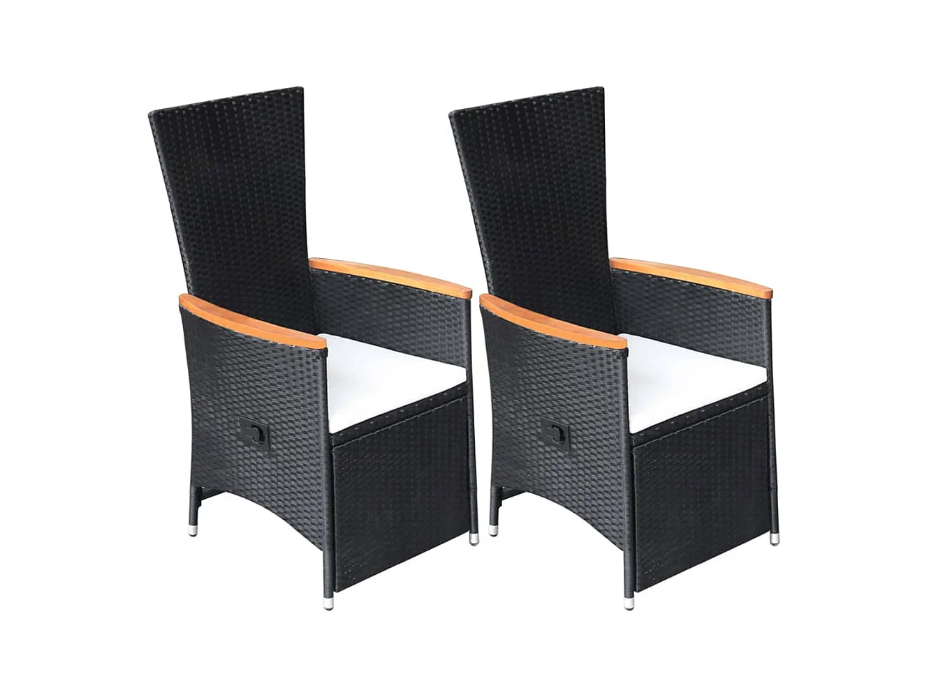 Chaise inclinable de jardin 2pc et coussins Résine tressée Noir SEF90862