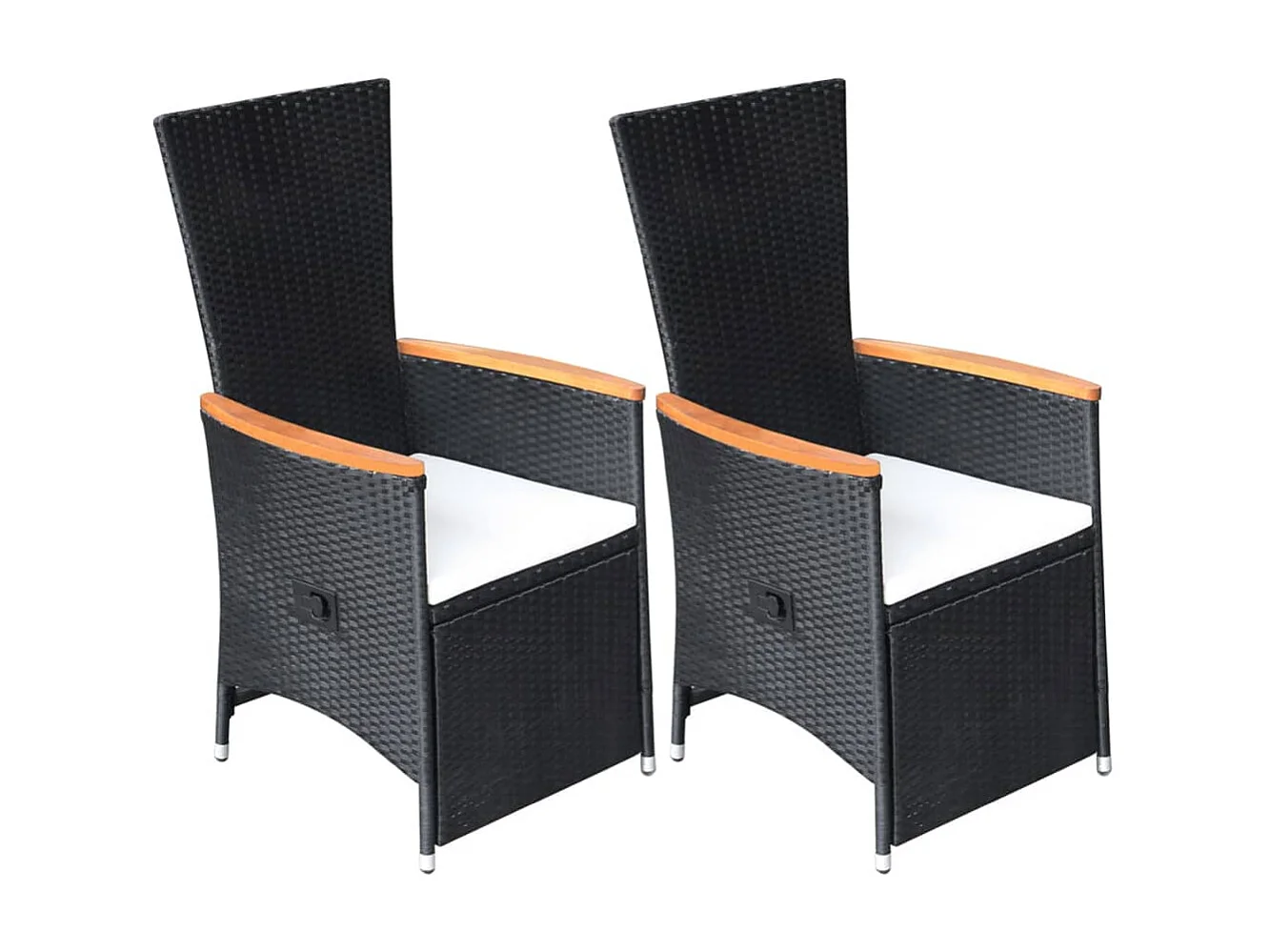 Chaise inclinable de jardin 2pc et coussins Résine tressée Noir SEF90862