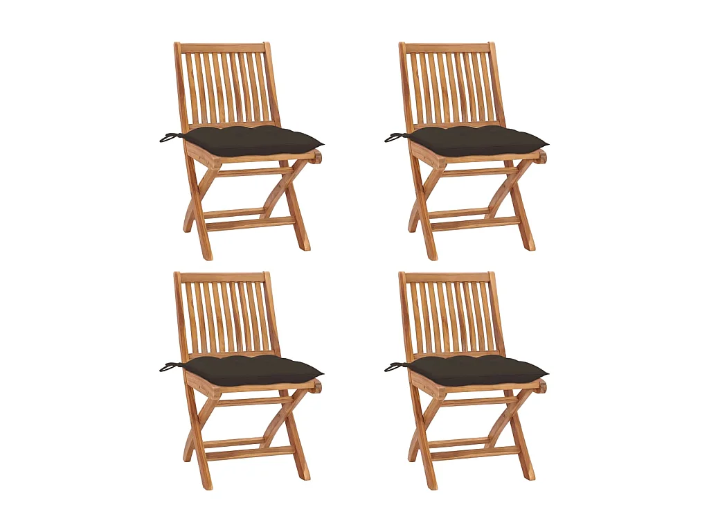 Chaises pliables de jardin avec coussins 4 pcs Teck solide SEF71463