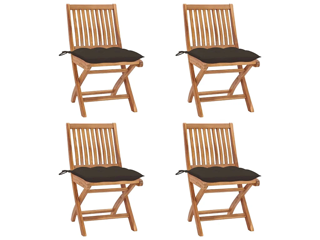 Chaises pliables de jardin avec coussins 4 pcs Teck solide SEF71463