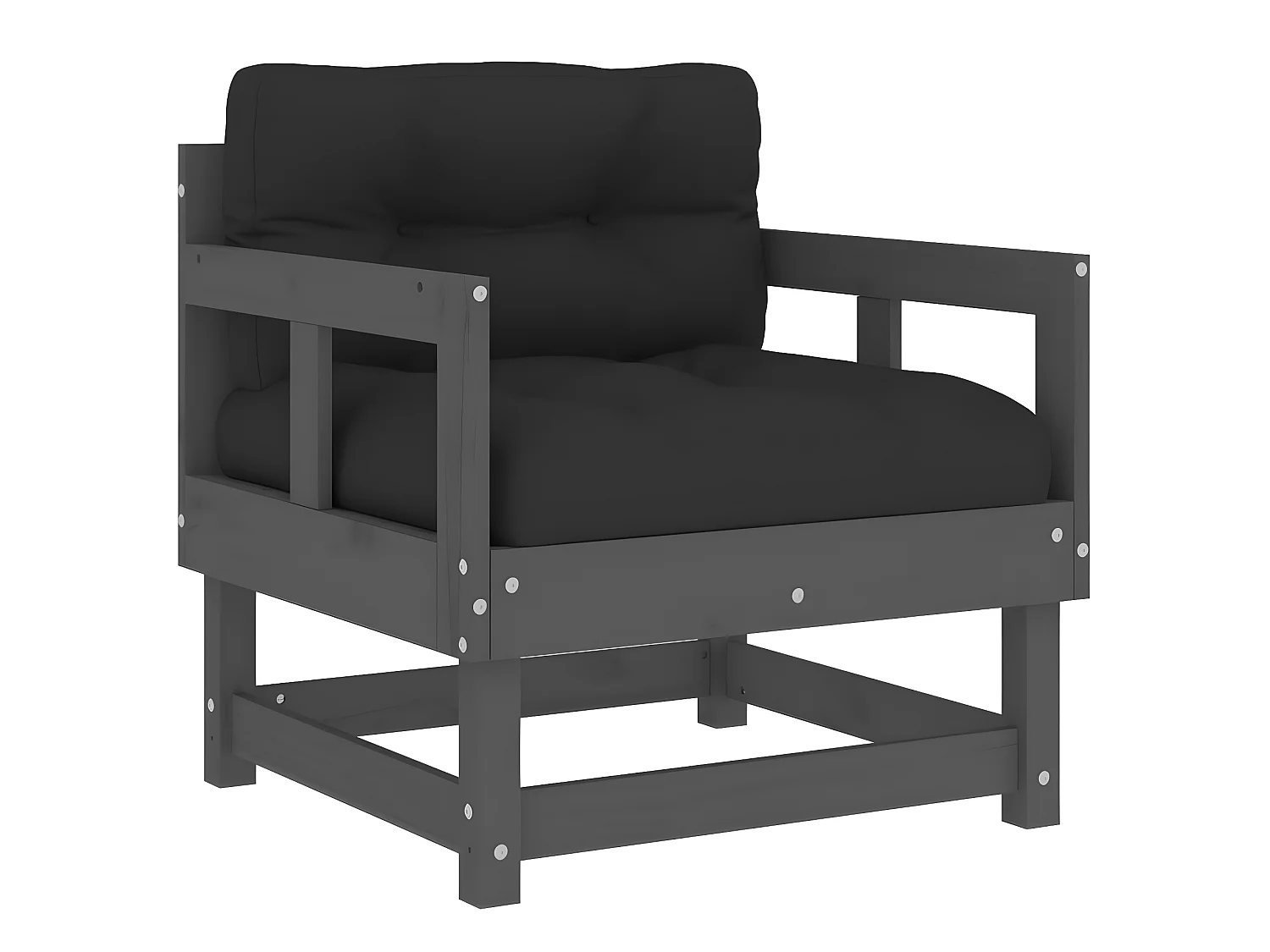 lot de 2 Chaises de jardin avec coussins gris bois de pin massif PWRS44741