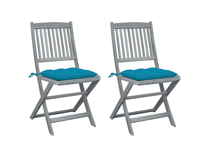 Klappbare Gartenstühle 2 Stk.| Outdoor-Stuhl mit Kissen Massivholz Akazie -gkd583985