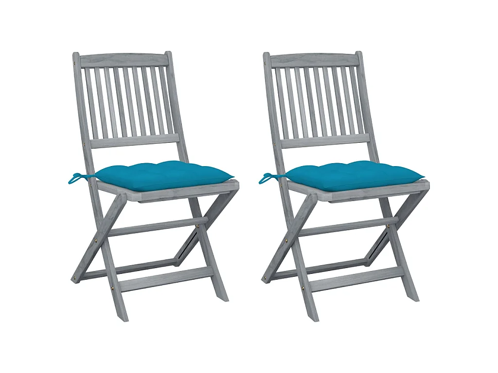Klappbare Gartenstühle 2 Stk.| Outdoor-Stuhl mit Kissen Massivholz Akazie -gkd583985