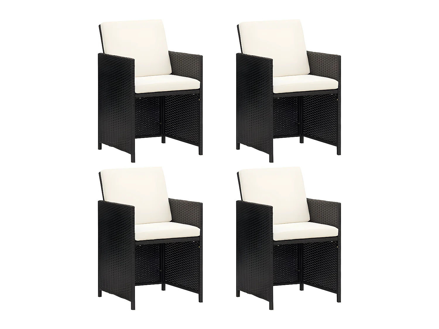 Chaises de jardin 4 pcs Résine tressée Noir SEF51162