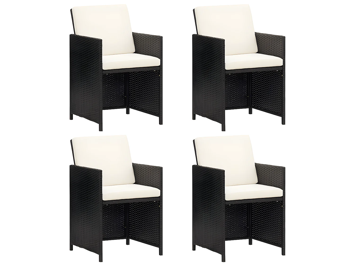 Chaises de jardin 4 pcs Résine tressée Noir SEF51162