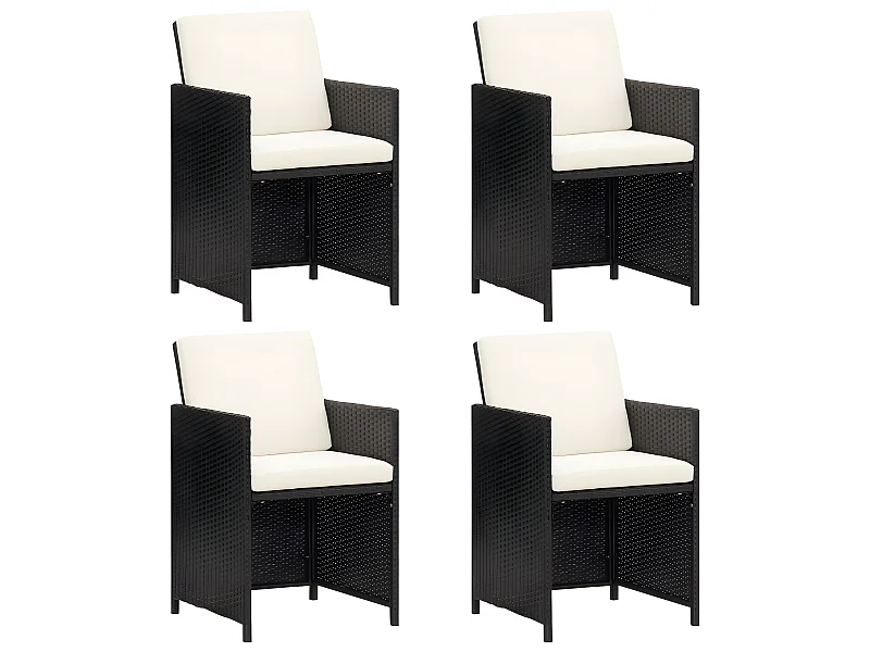 Chaises de jardin 4 pcs Résine tressée Noir SEF51162