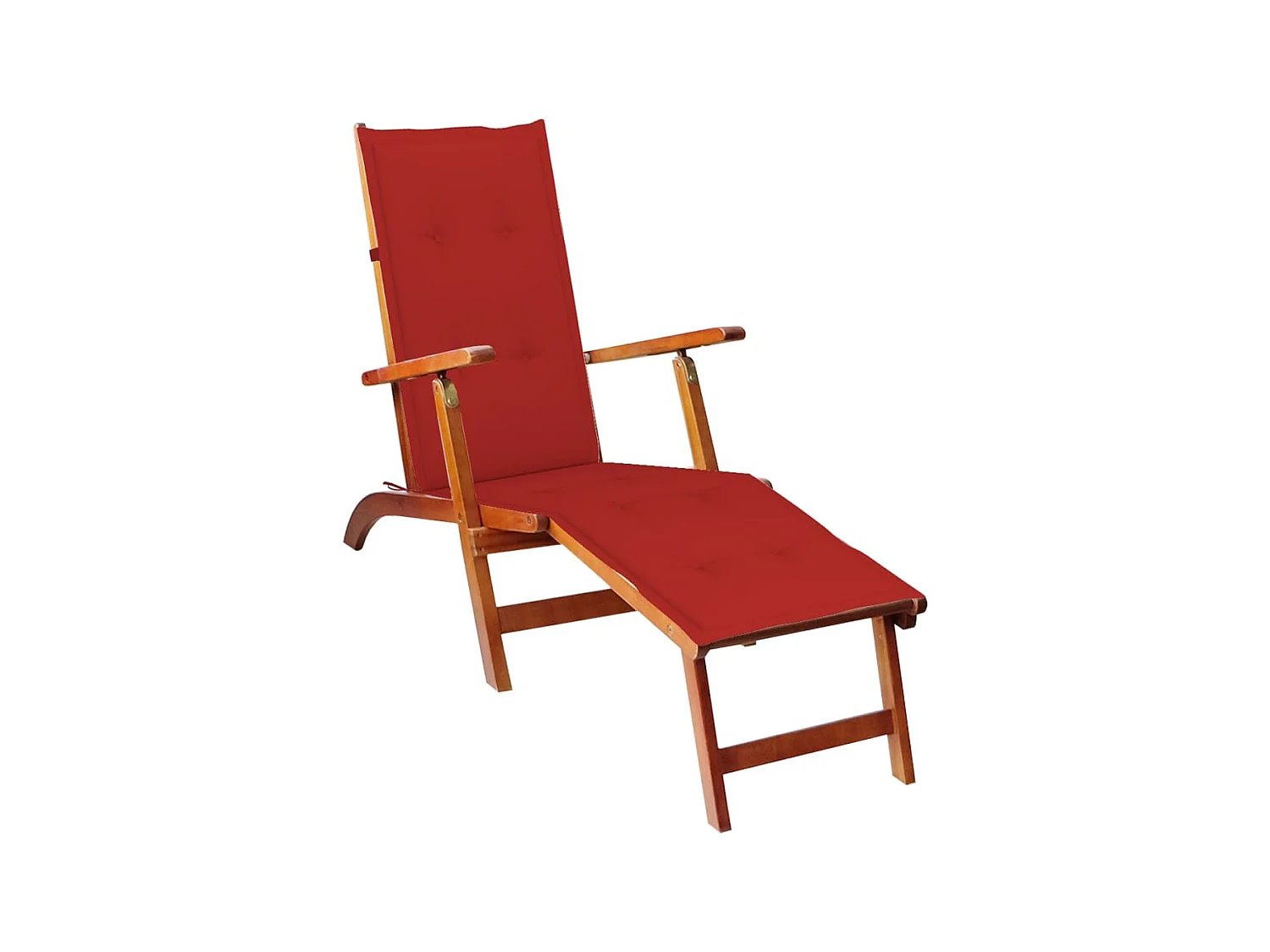 Chaise de terrasse avec repose-pied et coussin Acacia solide SEF88295