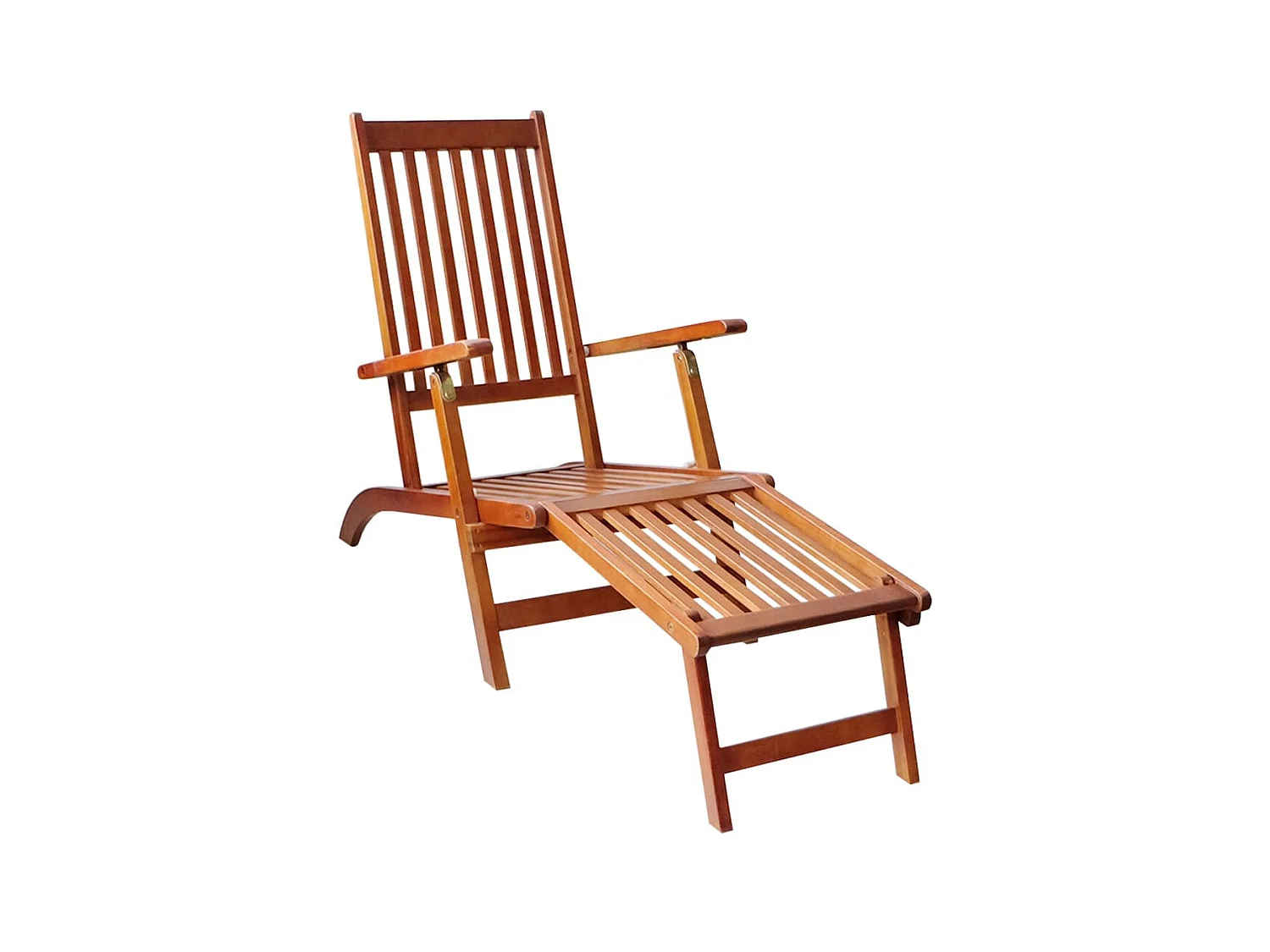 Tumbona de jardín con reposapiés y cojín madera maciza acacia ES88734