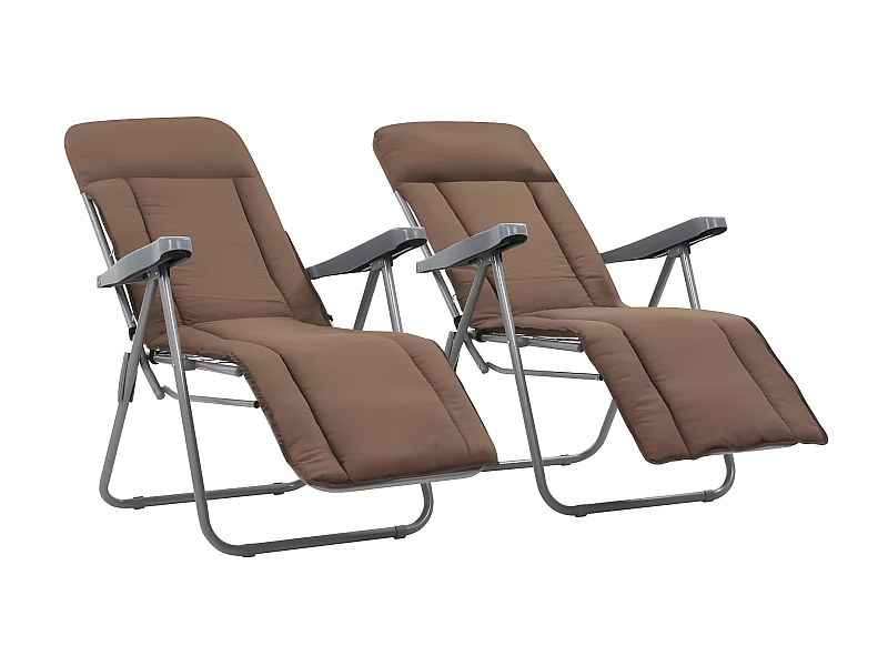 Chaises pliables de jardin avec coussins 2 pcs Marron SEF40069