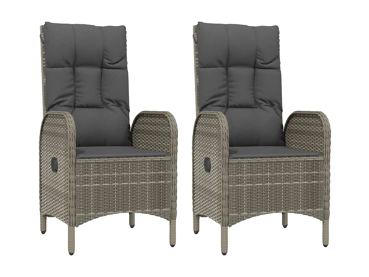 Chaises d'extérieur 2 pcs Résine tressée Gris SEF59252