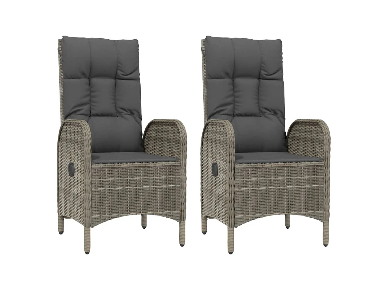 Chaises d'extérieur 2 pcs Résine tressée Gris SEF59252