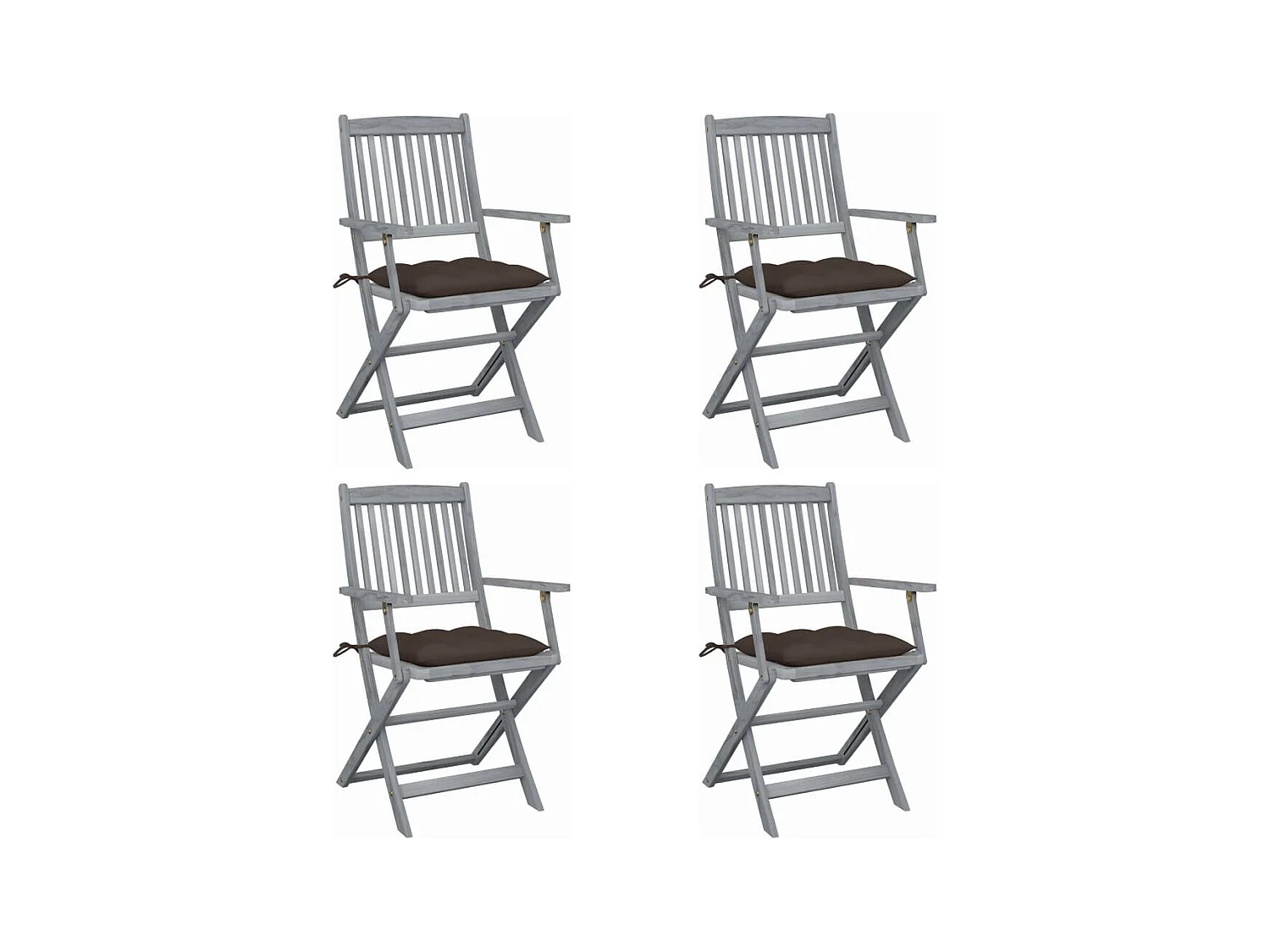 Chaises pliables d'extérieur 4 pcs avec coussins Bois d'acacia SEF37983