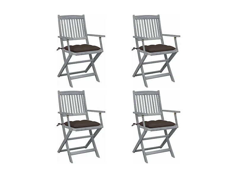 Chaises pliables d'extérieur 4 pcs avec coussins Bois d'acacia SEF37983