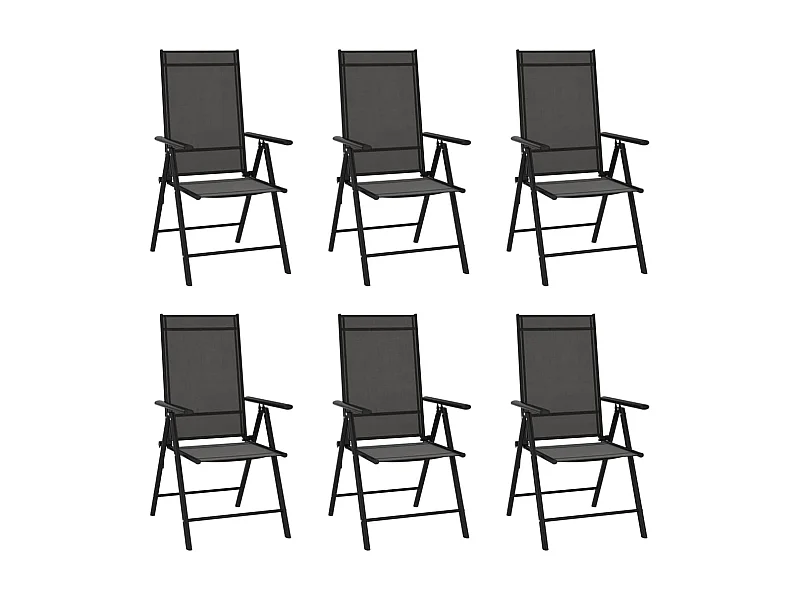 Chaises de jardin pliables 6 pcs Textilène Noir SEF34261