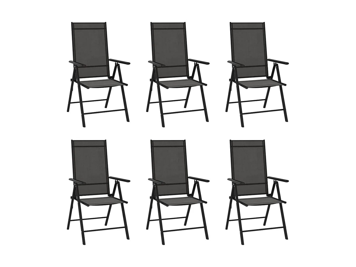 Chaises de jardin pliables 6 pcs Textilène Noir SEF34261