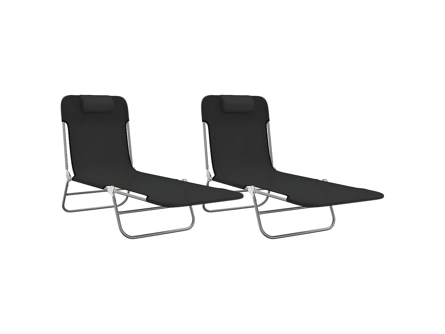 Chaises longues pliables 2 pcs noir textilène et acier PEWV70963