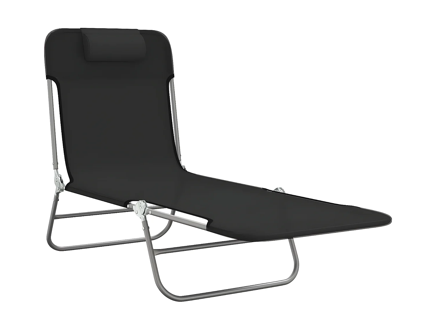 Chaises longues pliables 2 pcs noir textilène et acier PEWV70963