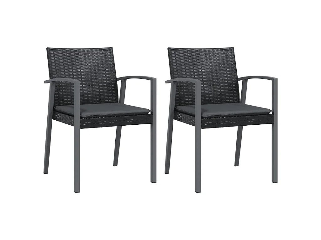 Cadeiras jardim c/ almofadões 2 pcs 56,5x57x83 cm vime PE preto PT719963