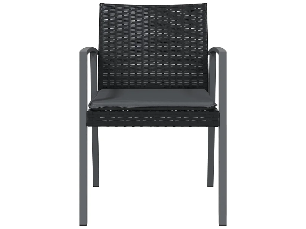 Cadeiras jardim c/ almofadões 2 pcs 56,5x57x83 cm vime PE preto PT719963