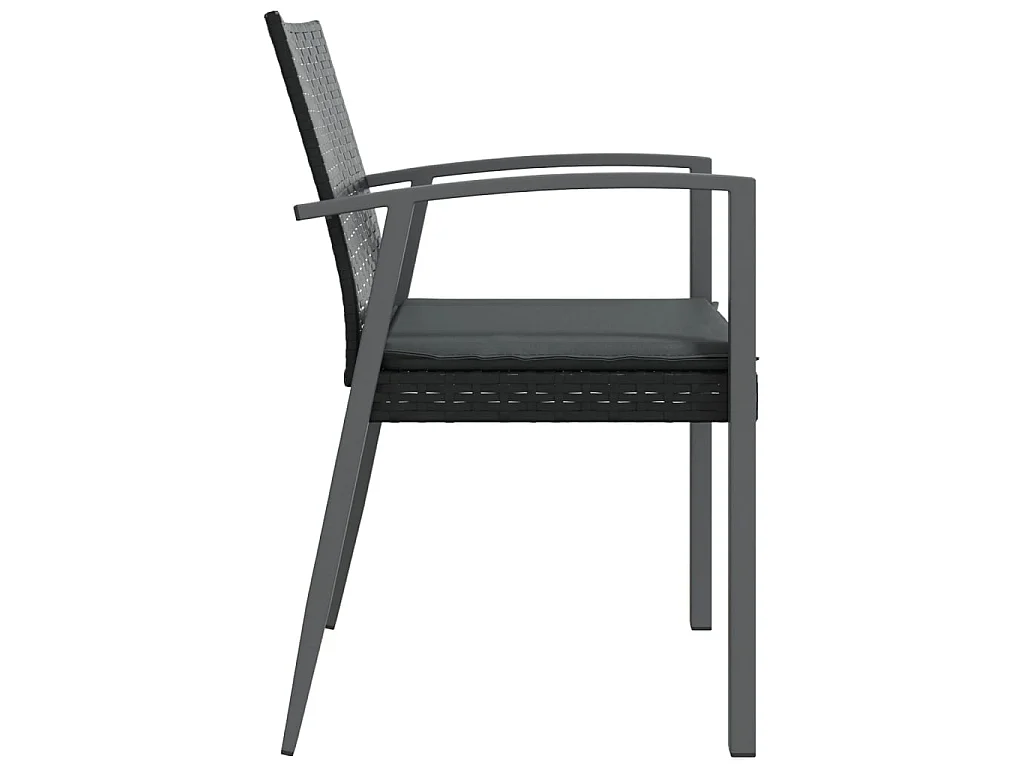 Cadeiras jardim c/ almofadões 2 pcs 56,5x57x83 cm vime PE preto PT719963