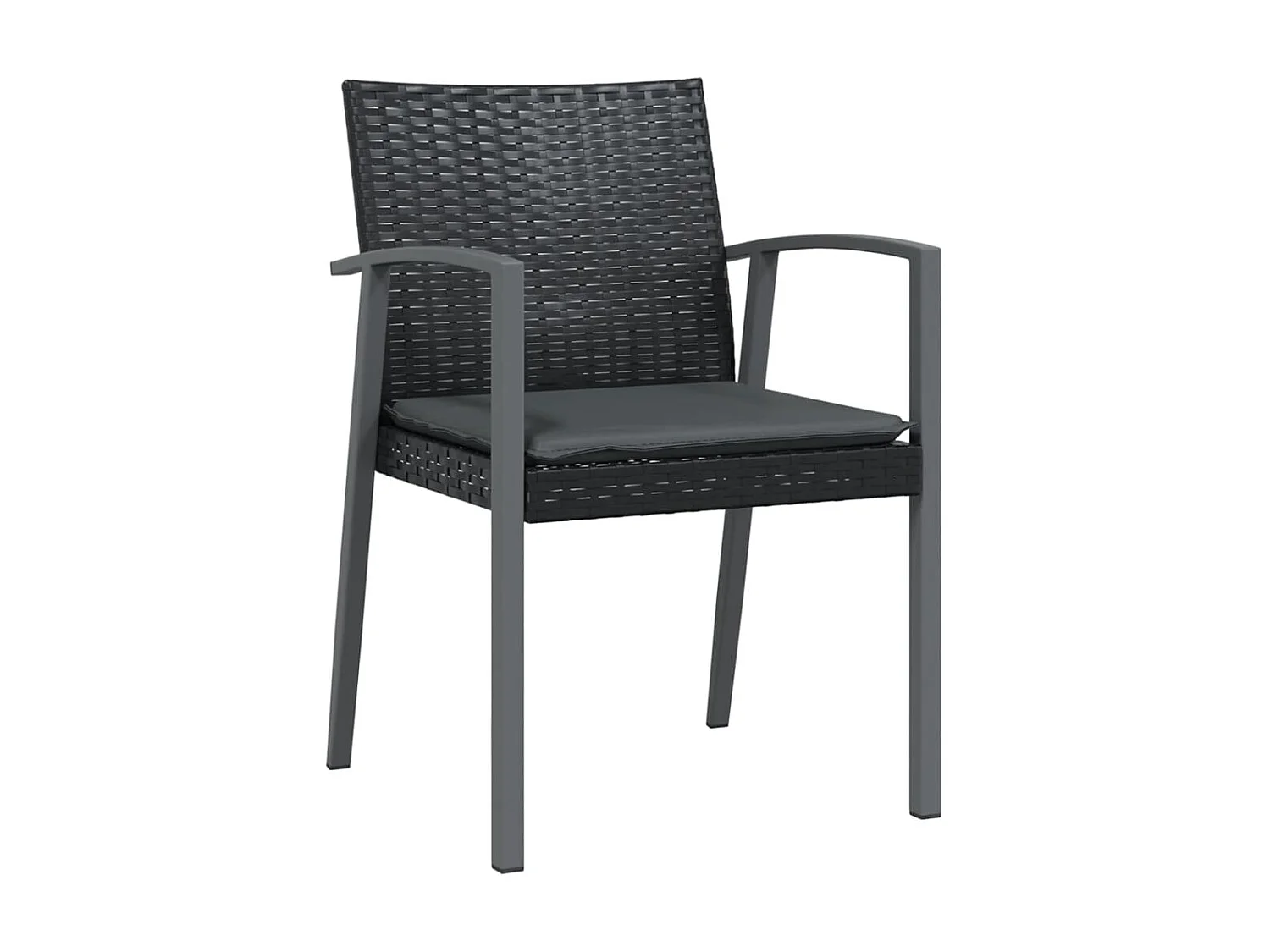 Chaises de jardin et coussins lot de 2 noir 56,5x57x83 cm rotin SEF40586