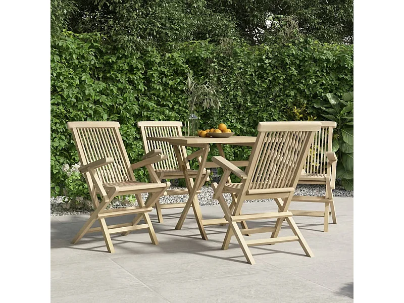 Chaises de jardin pliantes 4 pcs gris 56x61x89 cm bois de teck SEF21632