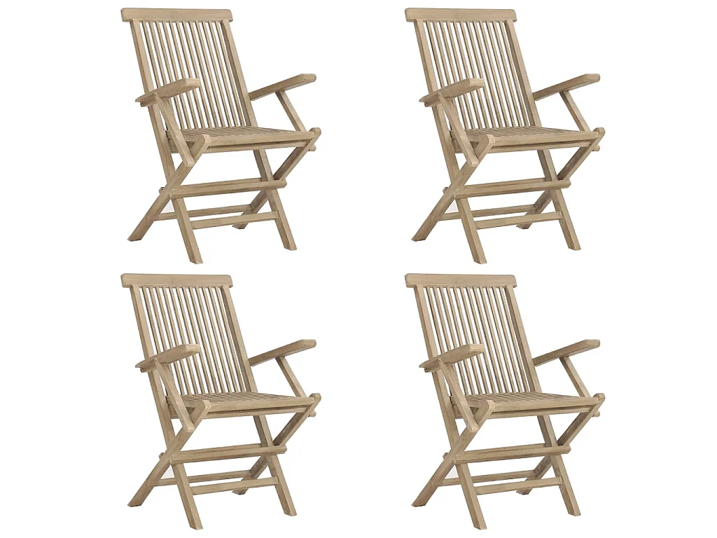 Chaises de jardin pliantes 4 pcs gris 56x61x89 cm bois de teck SEF21632
