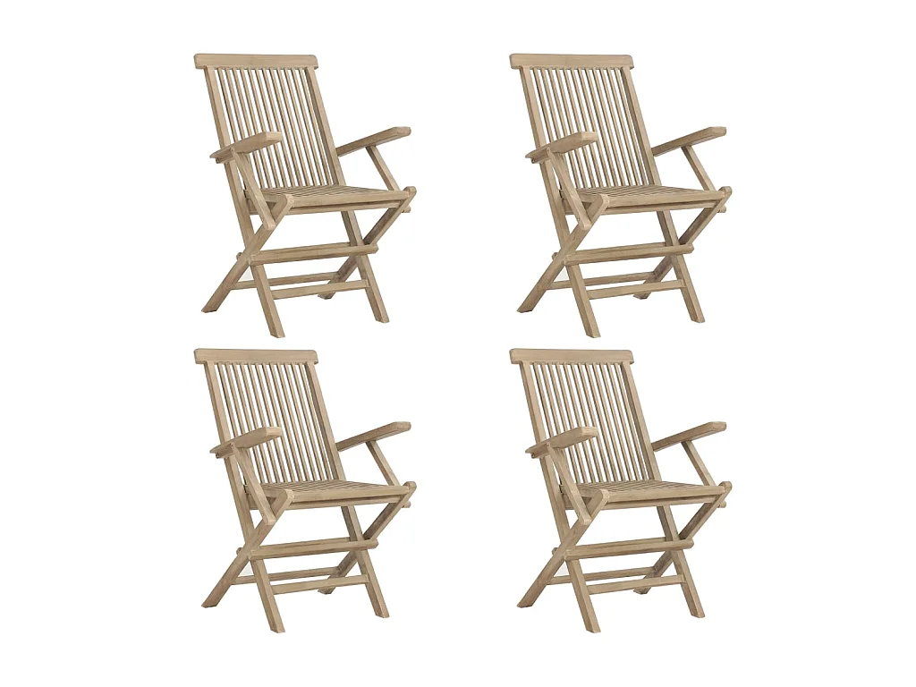 Chaises de jardin pliantes 4 pcs gris 56x61x89 cm bois de teck SEF21632