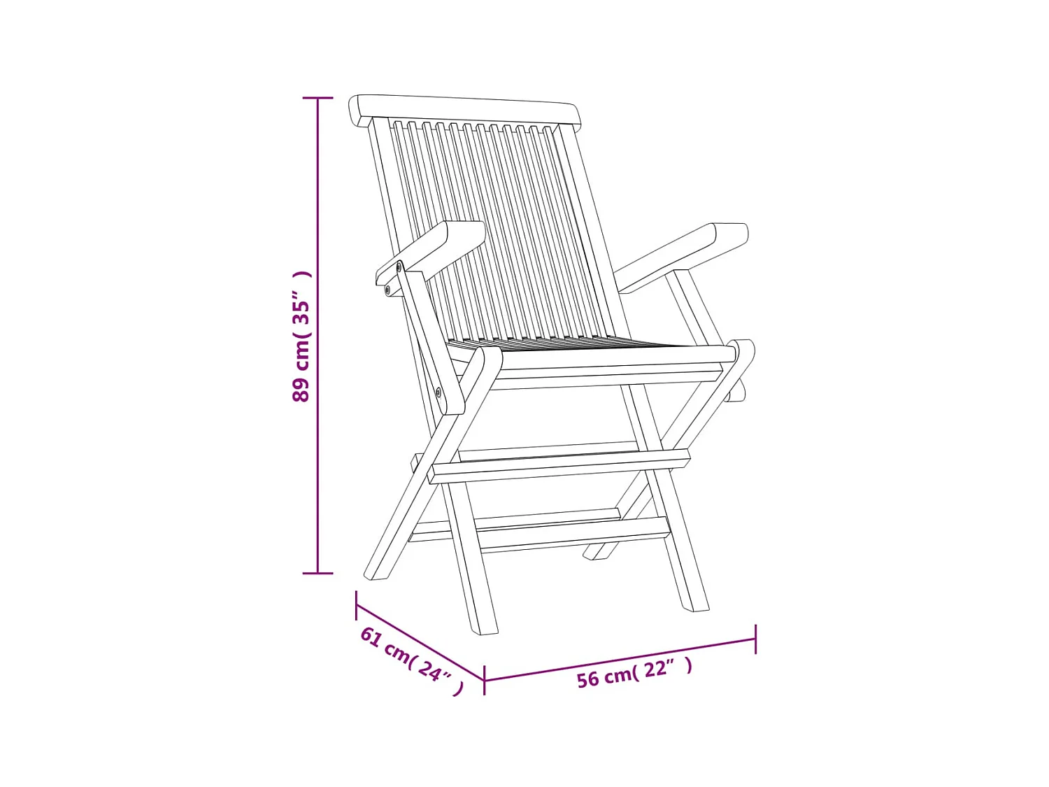 Chaises de jardin pliantes 4 pcs gris 56x61x89 cm bois de teck SEF21632