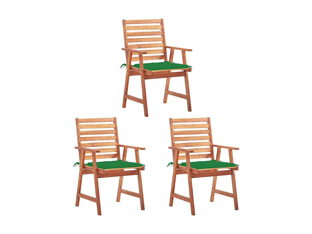 Chaises à dîner d'extérieur 3 pcs avec coussins Acacia massif SEF58577