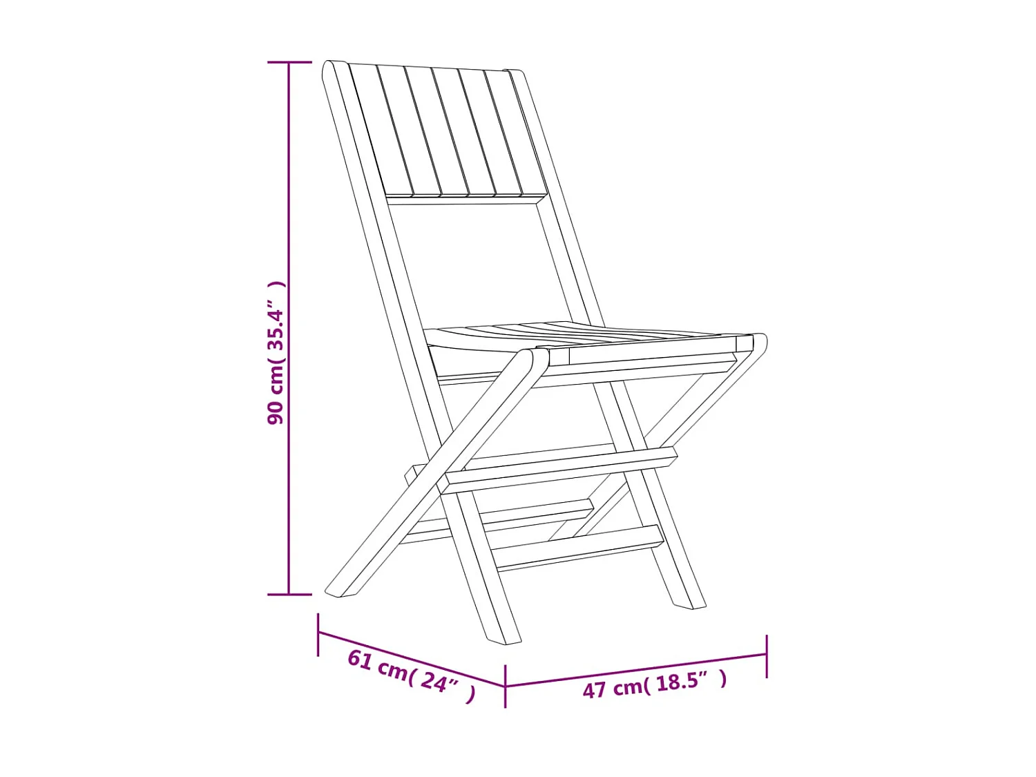 Chaises de jardin pliantes 4 pcs 47x61x90 cm bois massif teck SEF96589