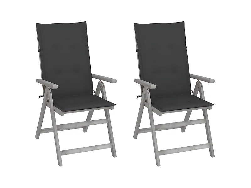 Chaises inclinables de jardin 2 pcs avec coussins Bois d'acacia SEF54779