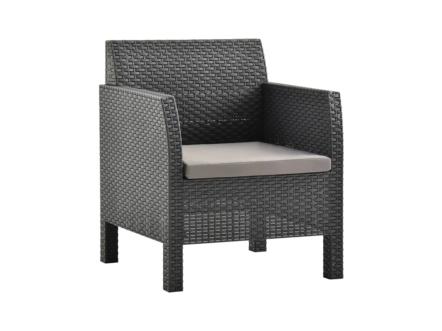 Chaise de jardin avec coussin PP Rotin Anthracite SEF59441