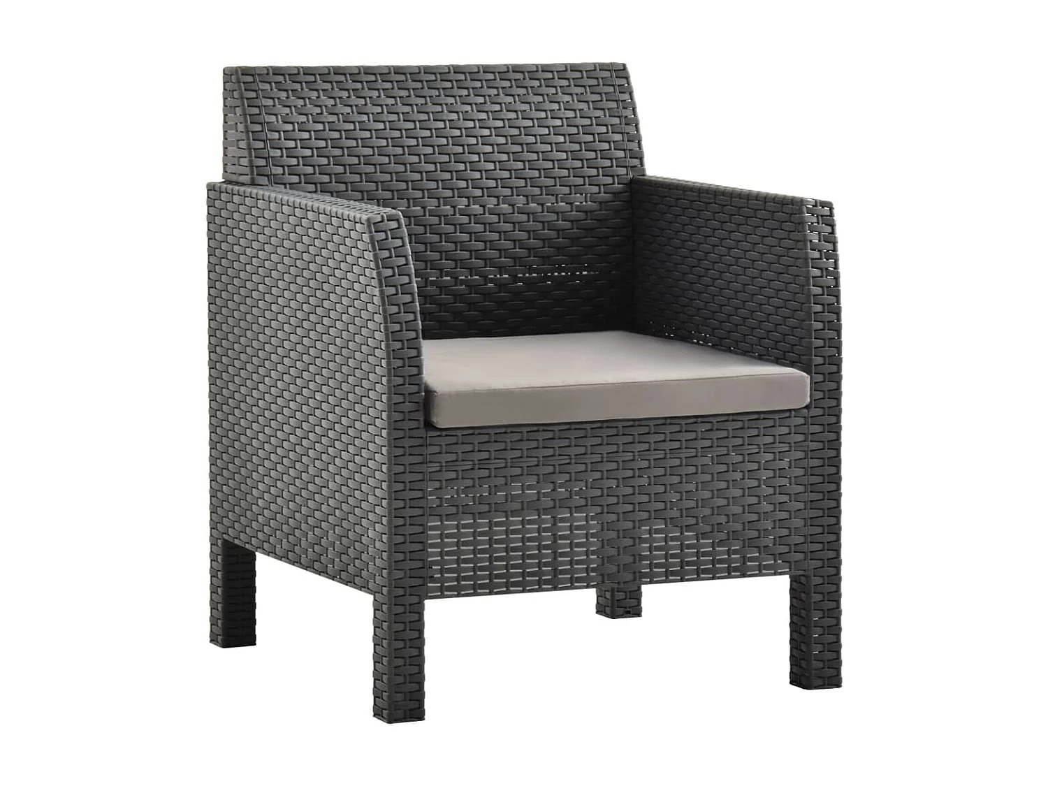 Chaise de jardin avec coussin PP Rotin Anthracite SEF59441