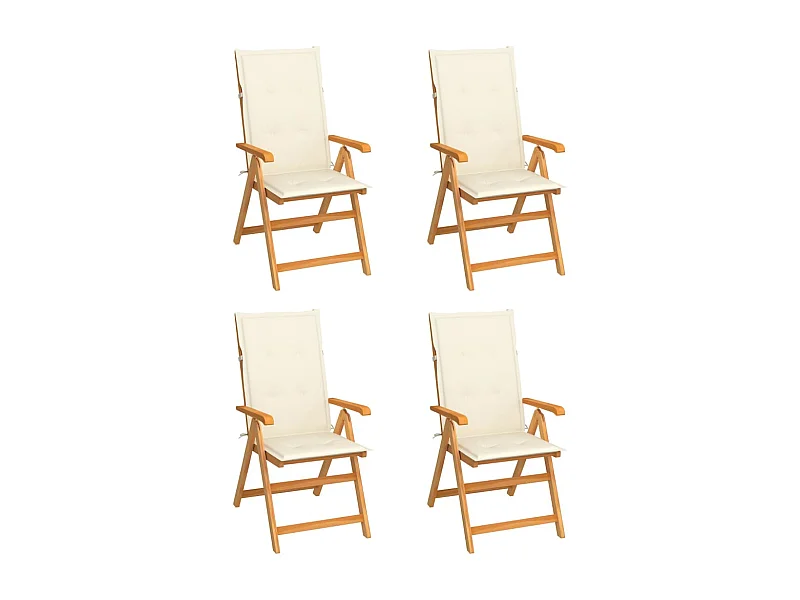 Chaises de jardin 4 pcs avec coussins crème Bois de teck massif SEF68011