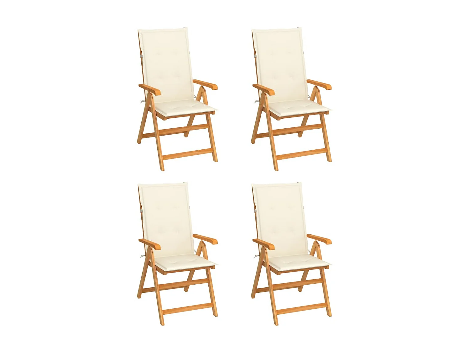 Chaises de jardin 4 pcs avec coussins crème Bois de teck massif SEF68011
