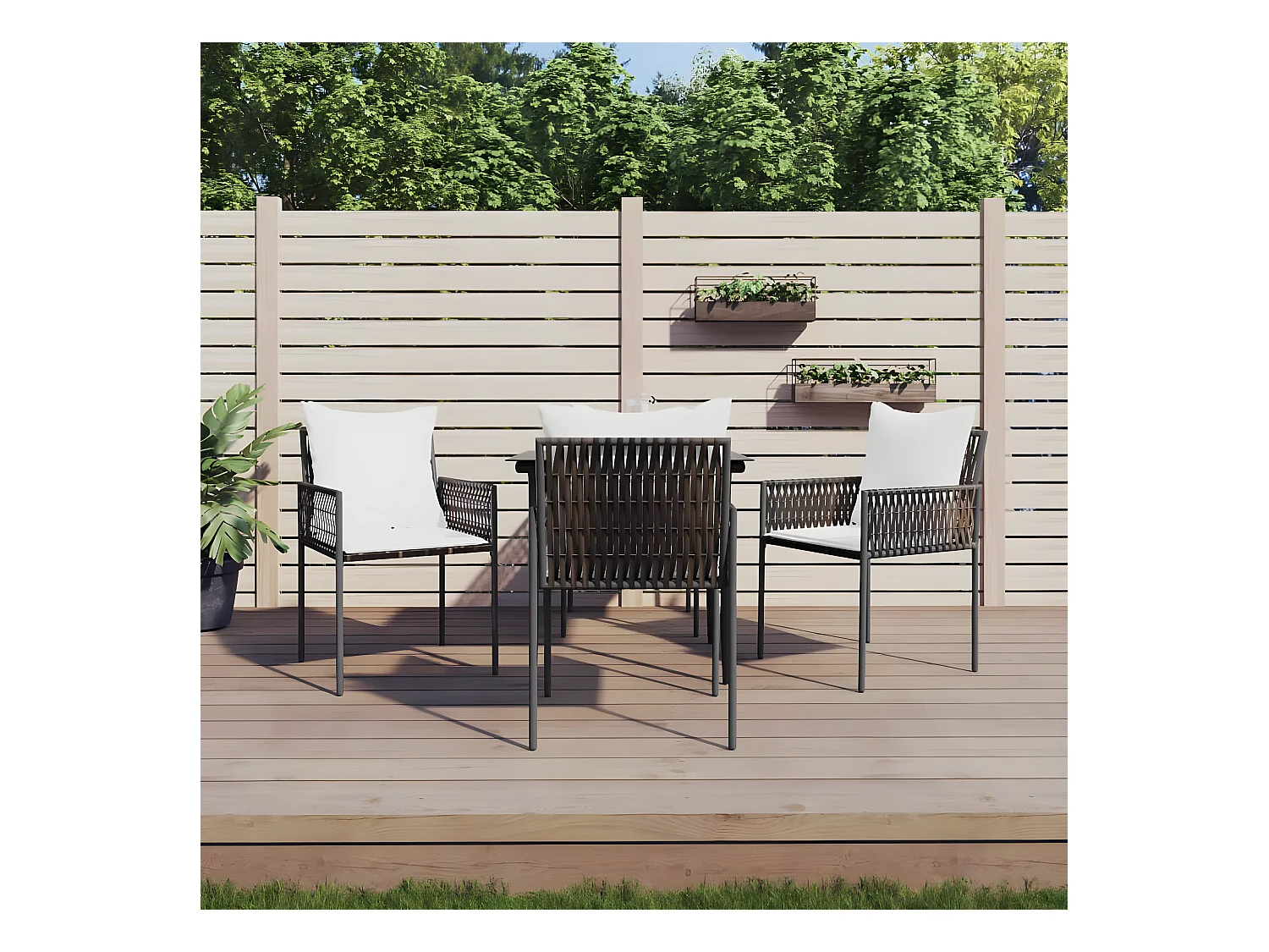 Chaises de jardin et coussins lot de 4 marron 54x61x83 cm rotin SEF37862