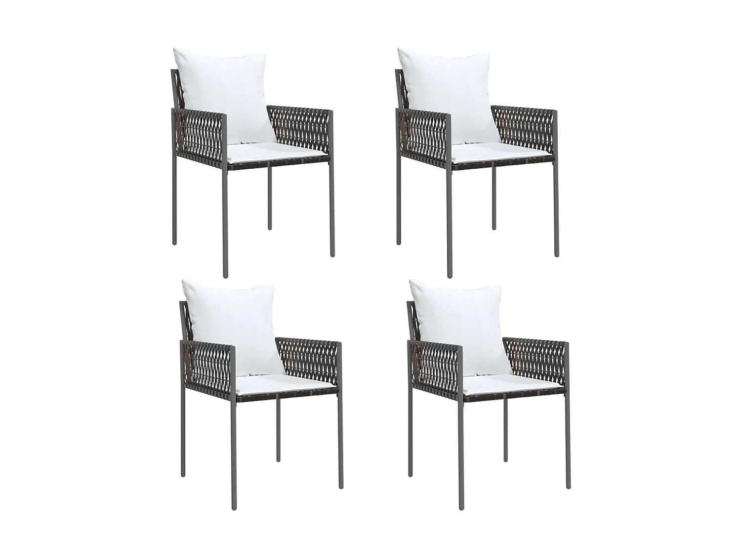 Chaises de jardin et coussins lot de 4 marron 54x61x83 cm rotin SEF37862