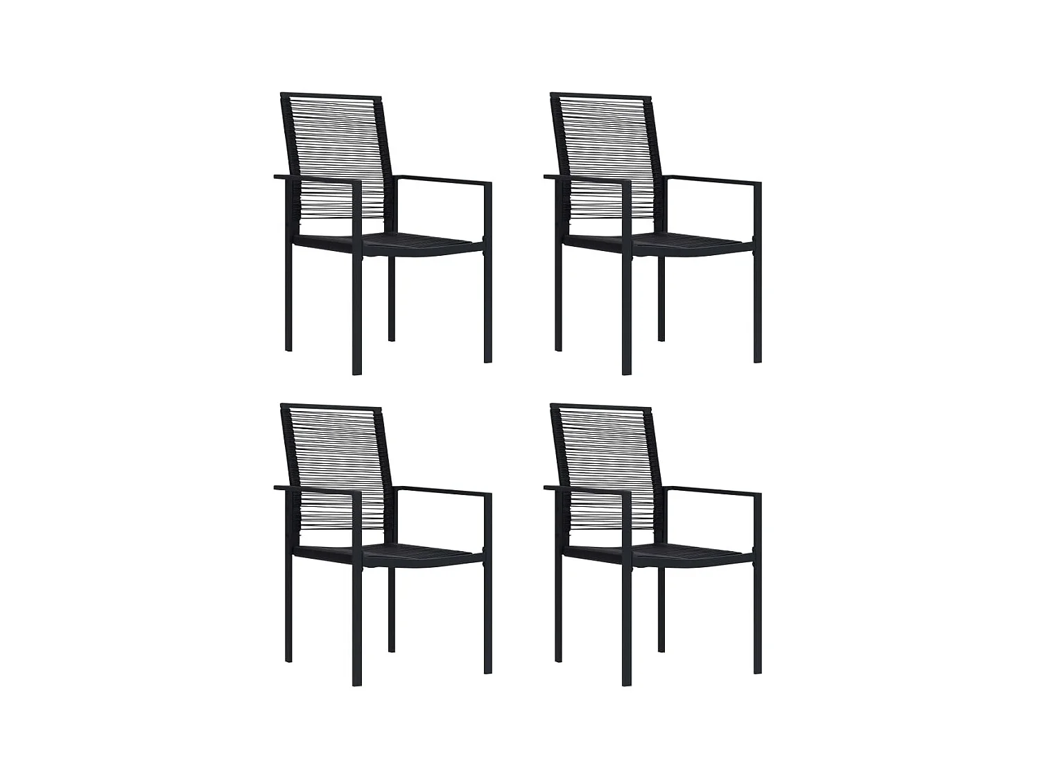 Chaises de jardin 4 pcs Rotin PVC Noir SEF63718