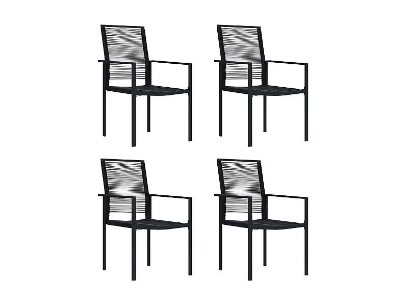 Chaises de jardin 4 pcs Rotin PVC Noir SEF63718