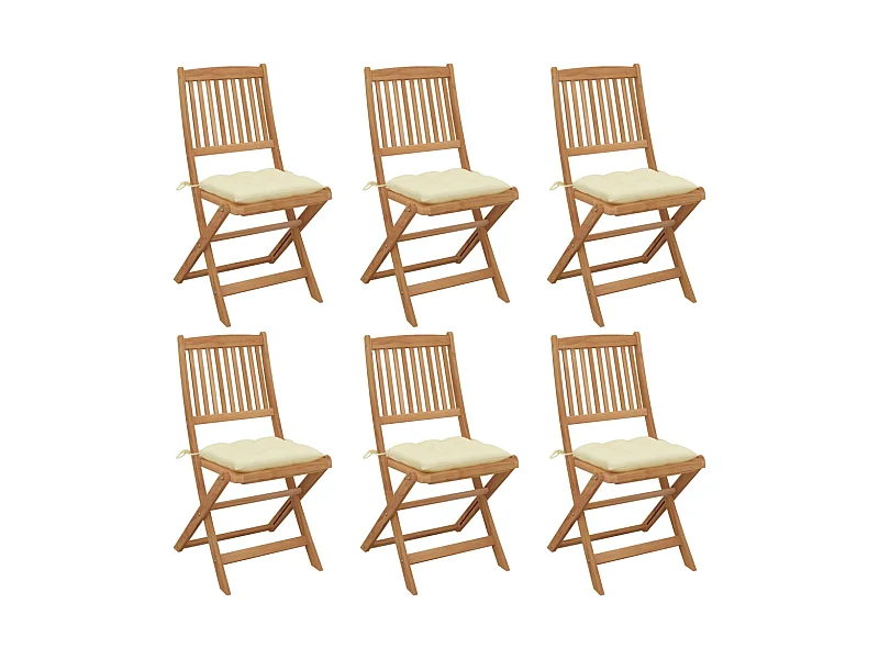Klappbare Gartenstühle 6 Stk.| Outdoor-Stuhl mit Kissen Massivholz Akazie -gkd852505