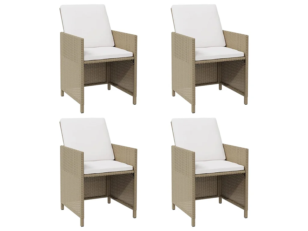 Tuinstoelen 4 st met kussens poly rattan beige NL81861