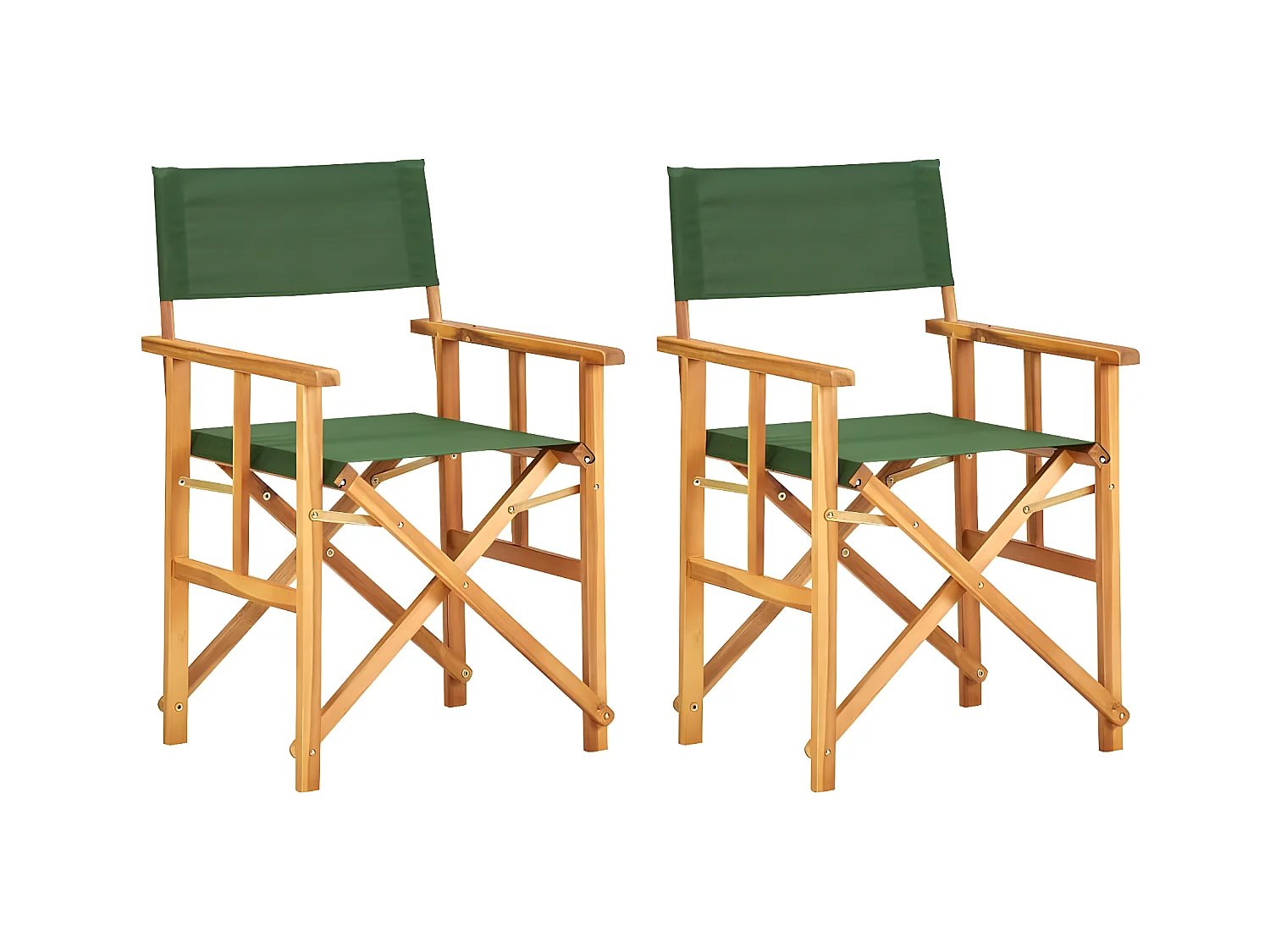Chaises de metteur en scène 2 pcs Bois massif d'acacia Vert SEF18996
