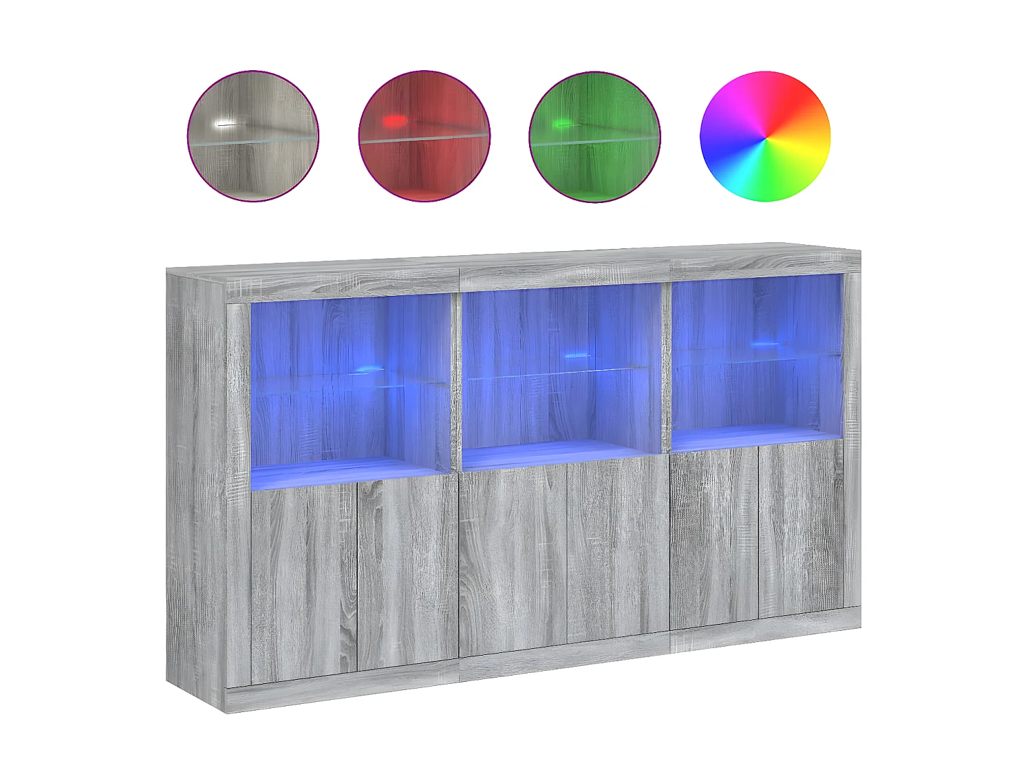 Sideboard Grau Anrichte mit LED-Leuchten Sonoma 181,5x37x100 cm -RM65788