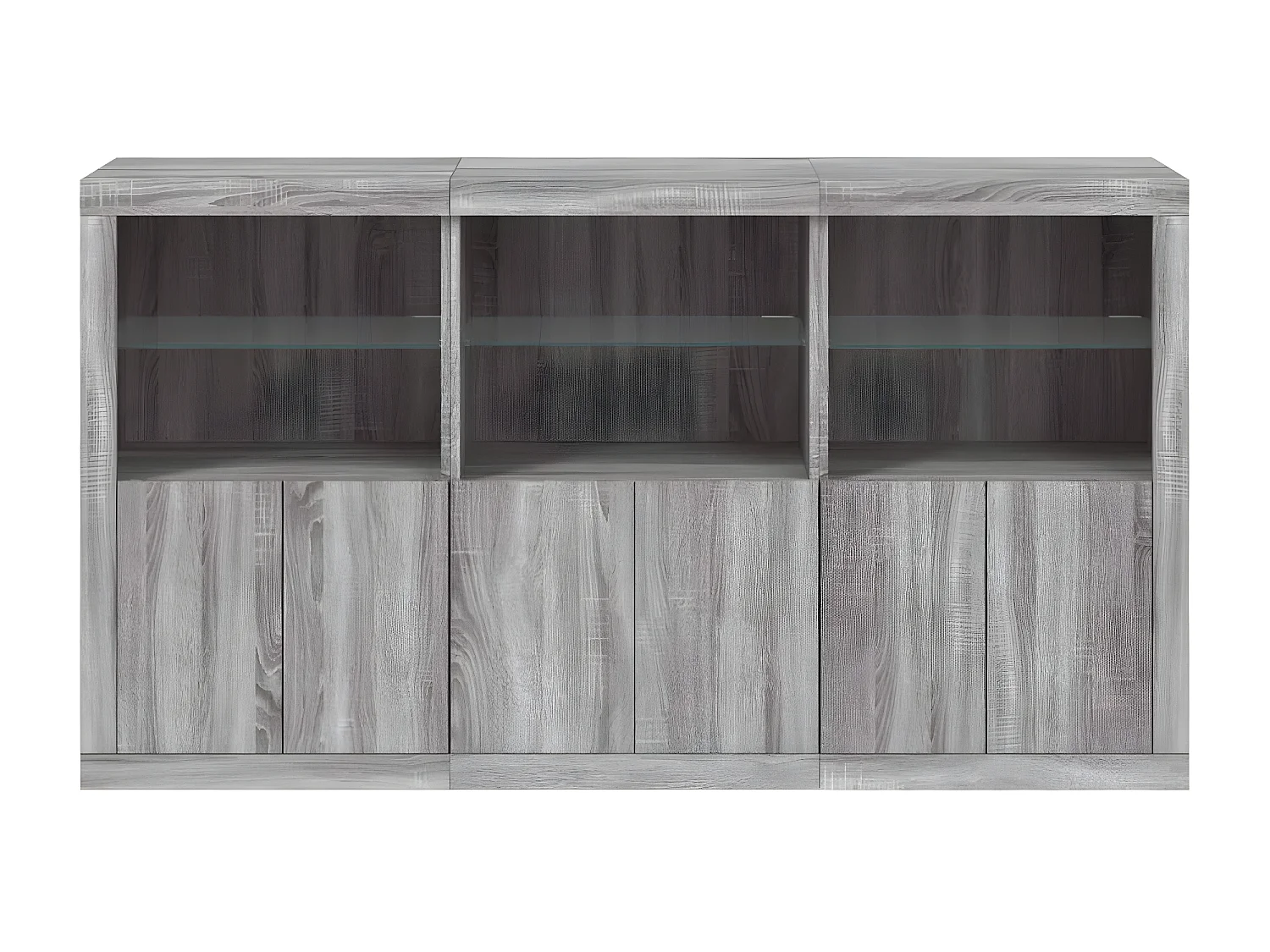 Sideboard Grau Anrichte mit LED-Leuchten Sonoma 181,5x37x100 cm -RM65788