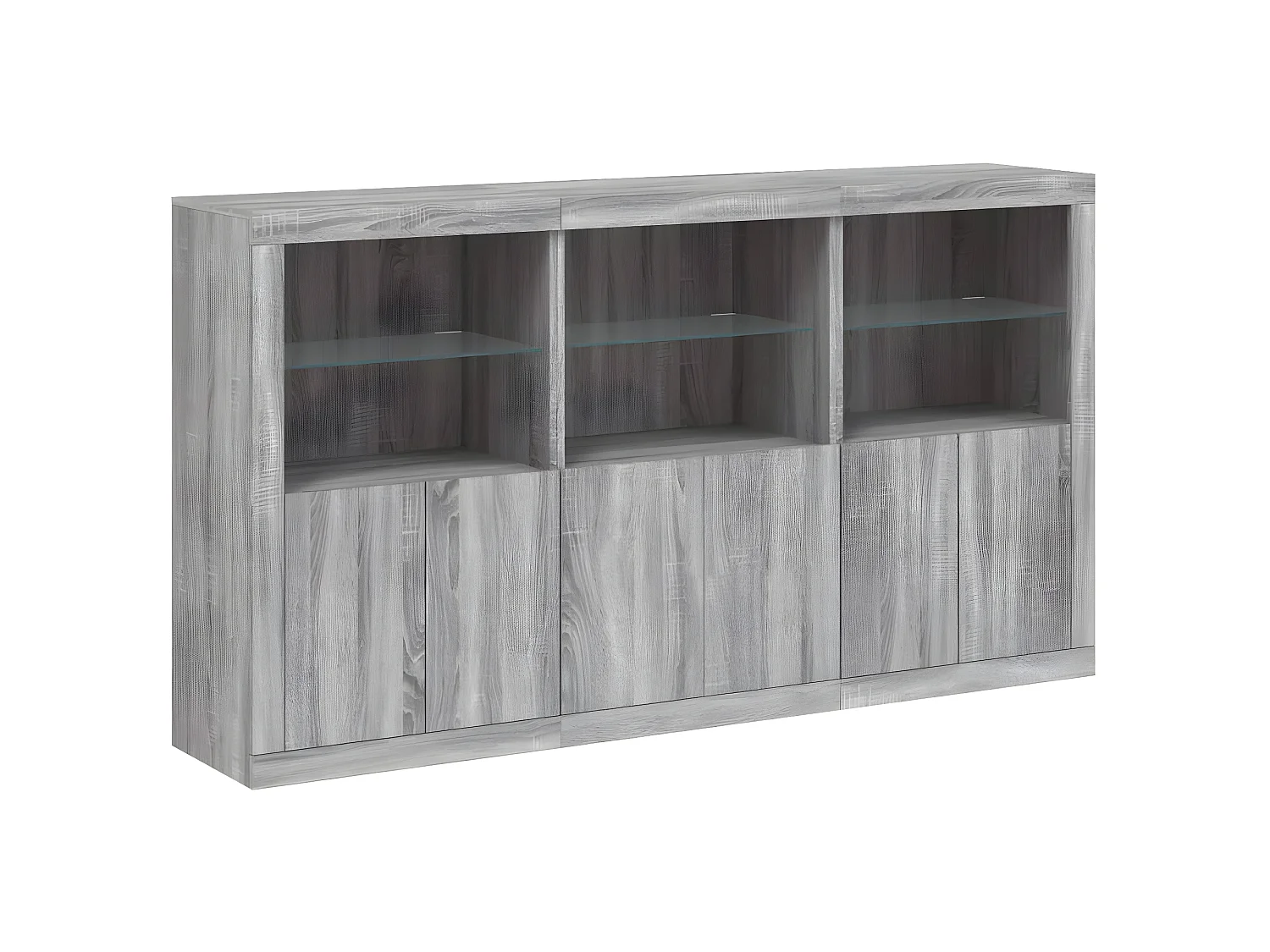 Sideboard Grau Anrichte mit LED-Leuchten Sonoma 181,5x37x100 cm -RM65788