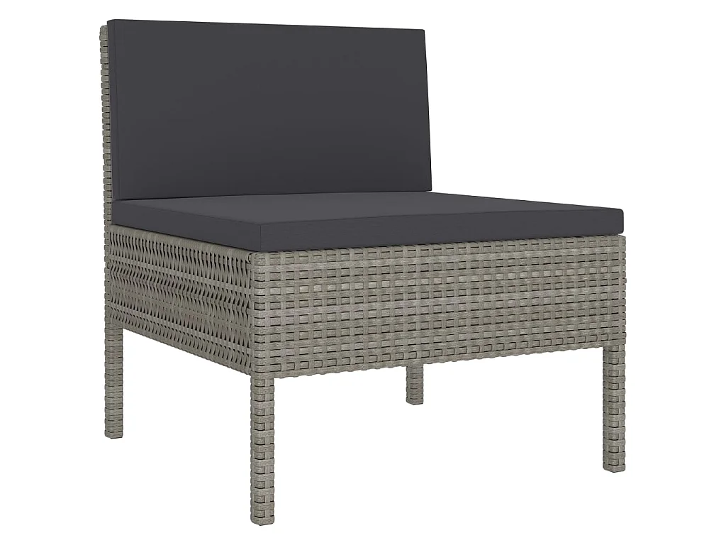 Chaises de jardin 3 pcs avec coussins Résine tressée Gris SEF20514