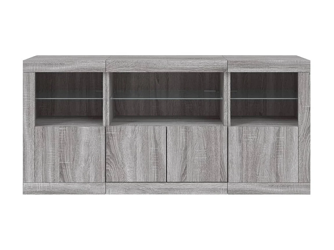 Sideboard Grau Anrichte mit LED-Leuchten Sonoma 142,5x37x67 cm -RM86926