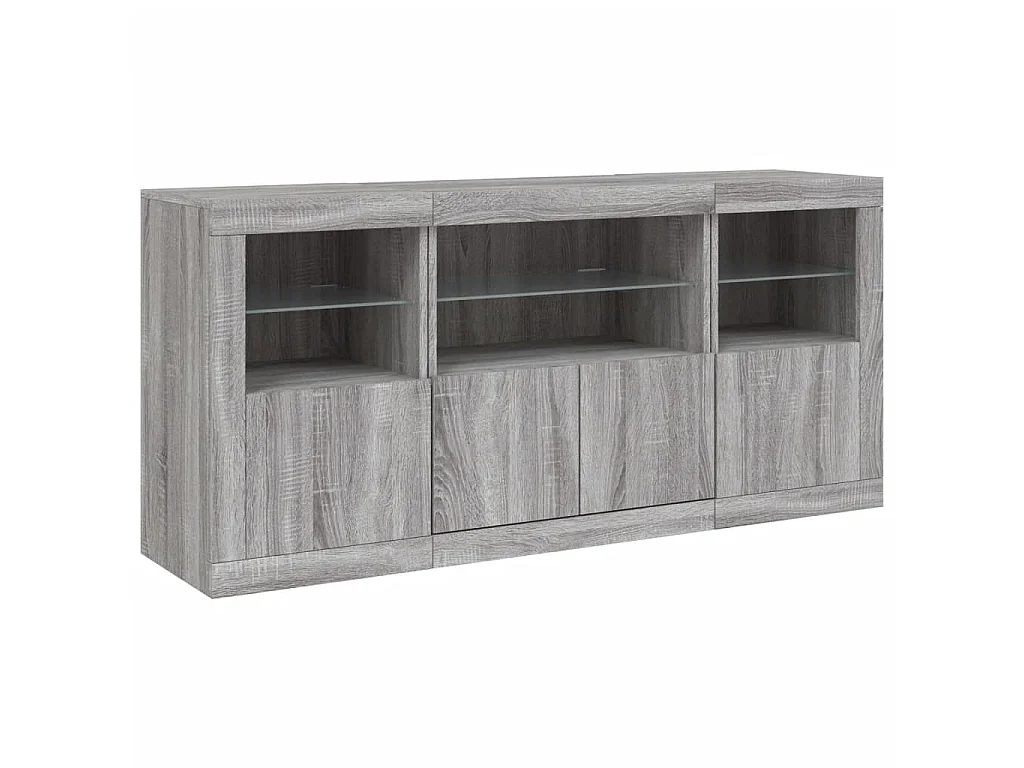 Sideboard Grau Anrichte mit LED-Leuchten Sonoma 142,5x37x67 cm -RM86926