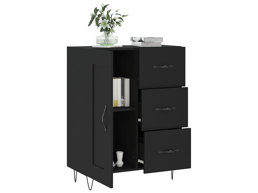 Sideboard Schwarz Anrichte 69,5x34x90 cm Holzwerkstoff -RM72105